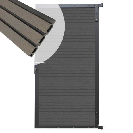 Tuindeur aluminium antraciet frame Rhombus Triple - composiet rock grey (90 x 180 cm)