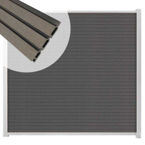 Zelfbouw schutting composiet Rhombus Triple rock grey - wit alu accessoires (180 x 180 cm)