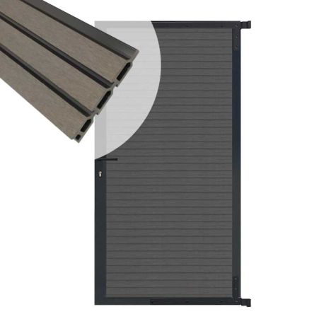 Tuindeur aluminium zwart frame Rhombus Triple - composiet rock grey (90 x 180 cm)