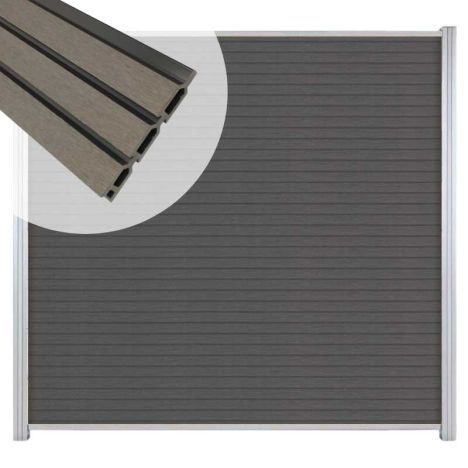 Zelfbouw schutting composiet Rhombus Triple rock grey - blank alu accessoires (180 x 180 cm)