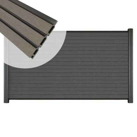 Zelfbouw schutting composiet Rhombus Triple rock grey - antraciet alu accessoires (180 x 90 cm)
