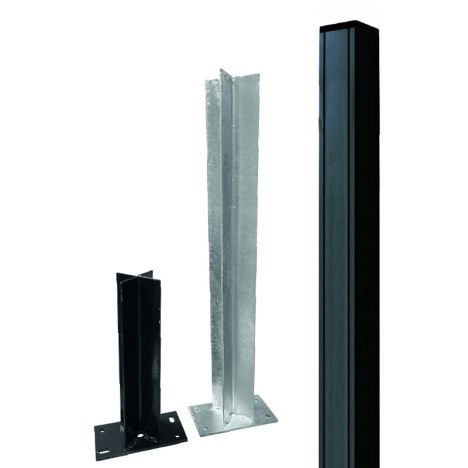 Tuinpaal aluminium antraciet met houten kern (6,8 x 6,8 x 186 cm) incl verankering set