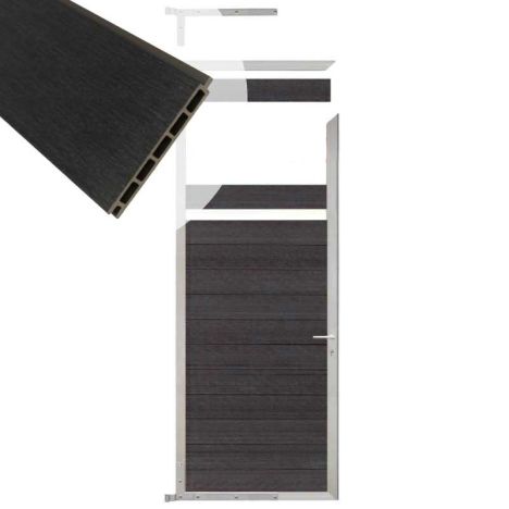 Tuindeur composiet Garda antraciet met blank alu kader (90 x 200 cm)