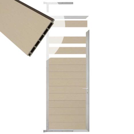 Tuindeur composiet Garda beige met blank alu kader (90 x 200 cm)
