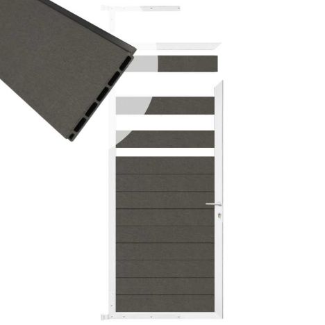 Tuindeur aluminium wit frame Mix & Match - composiet antraciet (90 x 180 cm)