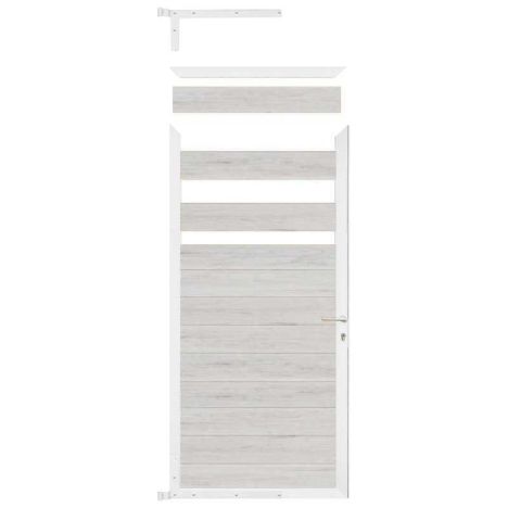 Tuindeur composiet Garda vergrijsd bruin met wit alu kader (90 x 180 cm)