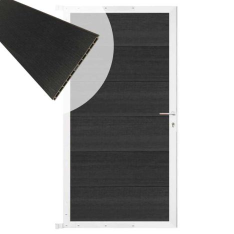 Tuindeur composiet Como antraciet met wit alu kader (90 x 180 cm)