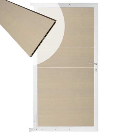 Tuindeur composiet Como beige met wit alu kader (90 x 180 cm)