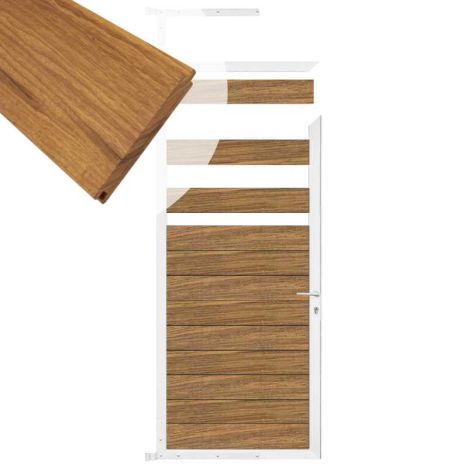 Tuindeur aluminium wit frame Mix & Match - hardhout Thermo Fraké (90 x 180 cm) 