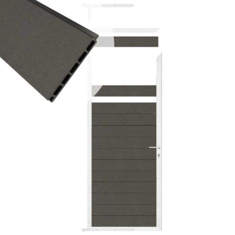 Tuindeur aluminium wit frame Mix & Match - composiet antraciet (90 x 200 cm)