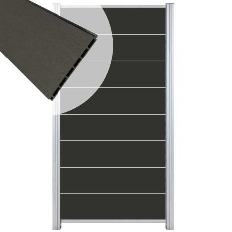 Zelfbouw schutting composiet Modular antraciet - blank alu accessoires (90 x 180 cm)