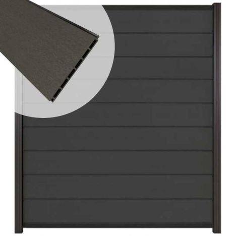 Zelfbouw schutting composiet Modular antraciet - antraciet alu accessoires (180 x 200 cm)