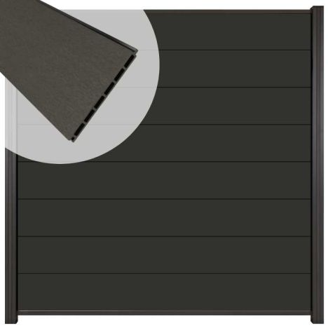 Zelfbouw schutting composiet Modular antraciet - antraciet alu accessoires (180 x 180 cm)