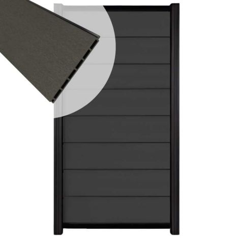 Zelfbouw schutting composiet Modular antraciet - zwart alu accessoires (90 x 180 cm)