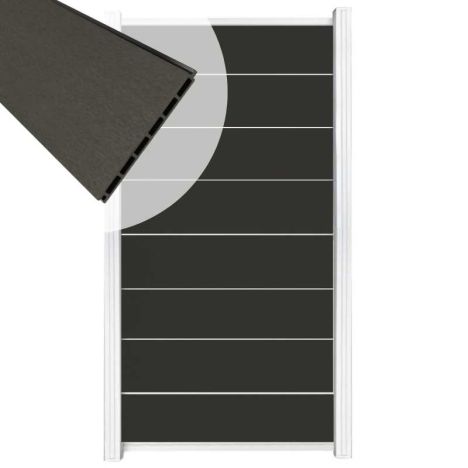 Zelfbouw schutting composiet Modular antraciet - wit alu accessoires (90 x 180 cm)