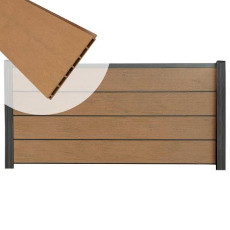Zelfbouw schutting composiet Modular bruin gevlamd - antraciet alu accessoires (180 x 97 cm)