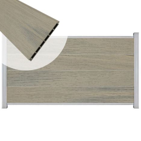 Zelfbouw schutting composiet Modular co-ex grijs - blank alu accessoires (180 x 97 cm)
