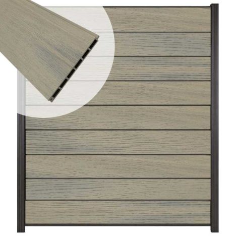 Zelfbouw schutting composiet Modular co-ex grijs - antraciet alu accessoires (180 x 200 cm)