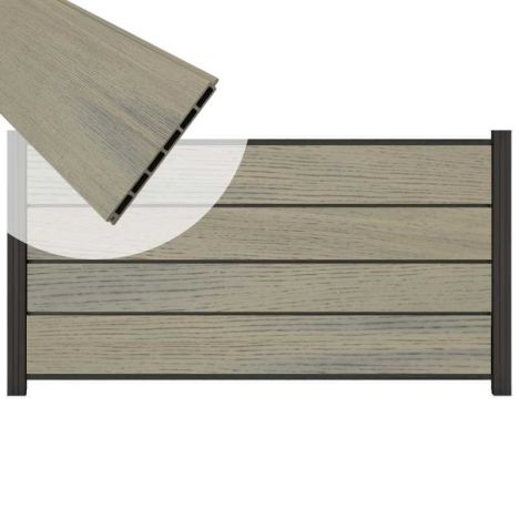 Zelfbouw schutting composiet Modular co-ex grijs - antraciet alu accessoires (180 x 97 cm)