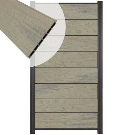 Zelfbouw schutting composiet Modular co-ex grijs - antraciet alu accessoires (90 x 180 cm)