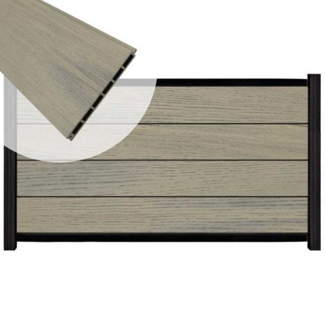 Zelfbouw schutting composiet Modular co-ex grijs - zwart alu accessoires (180 x 97 cm)