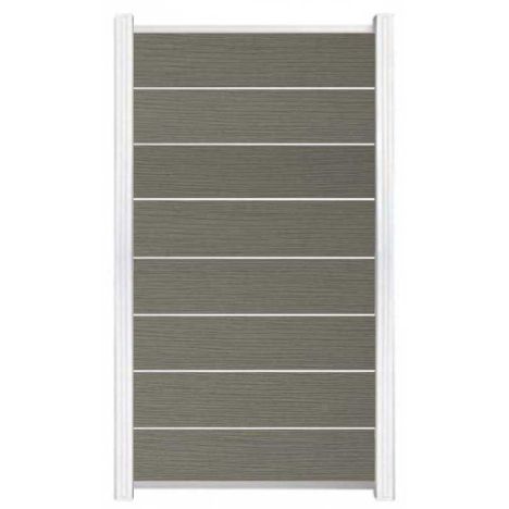 Zelfbouw schutting composiet Modular co-ex grijs - wit alu accessoires (90 x 180 cm)