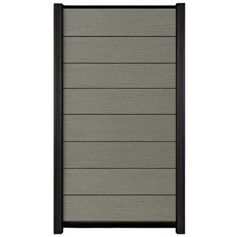Zelfbouw schutting composiet Modular co-ex grijs - zwart alu accessoires (90 x 180 cm)