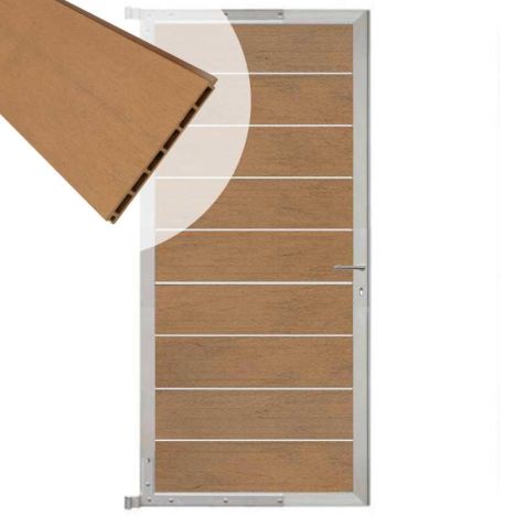 Tuindeur aluminium blank frame Modular - composiet bruin gevlamd (90 x 200 cm)