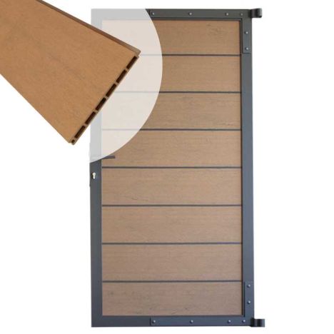 Tuindeur aluminium antraciet frame Modular - composiet bruin gevlamd (90 x 180 cm)