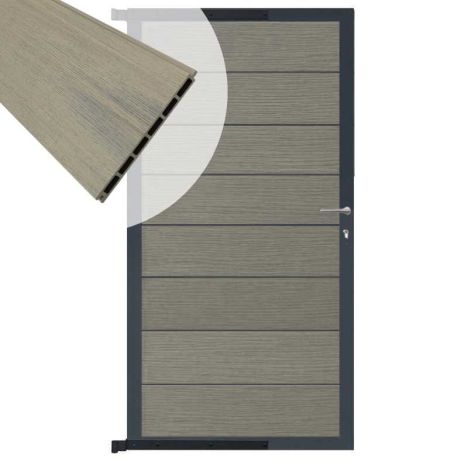 Tuindeur aluminium antraciet frame Modular - composiet co-ex grijs (90 x 180 cm)