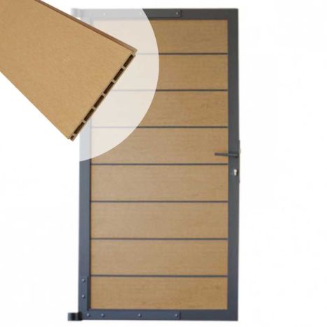 Tuindeur aluminium antraciet frame Modular - composiet teak (90 x 180 cm)