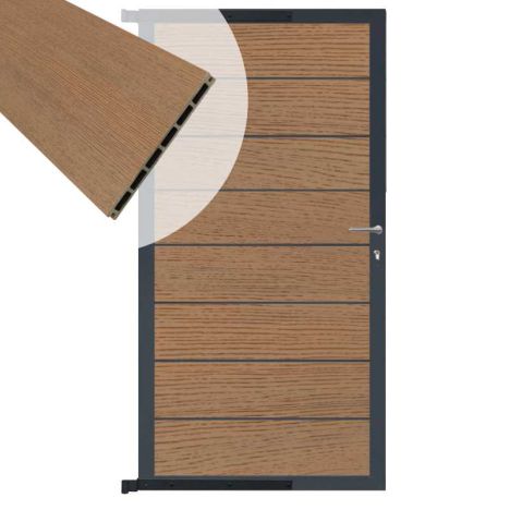Tuindeur aluminium antraciet frame Modular - composiet co-ex dark brown (90 x 180 cm)