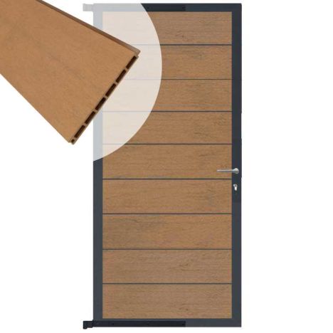 Tuindeur aluminium antraciet frame Modular - composiet bruin gevlamd (90 x 200 cm)