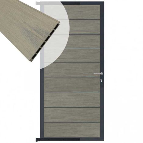 Tuindeur aluminium antraciet frame Modular - composiet co-ex grijs (90 x 200 cm)