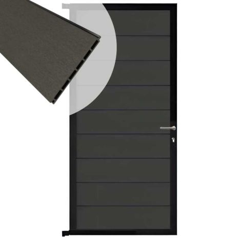 Tuindeur aluminium zwart frame Modular - composiet antraciet (90 x 200 cm)