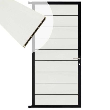 Tuindeur aluminium zwart frame Modular - composiet co-ex wit (90 x 200 cm)
