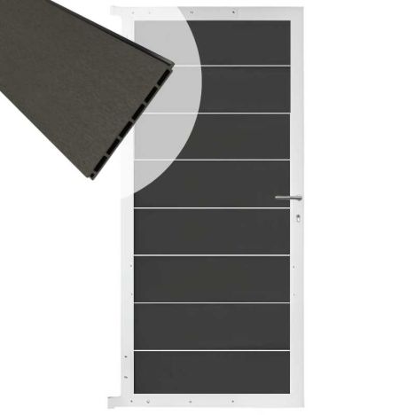 Tuindeur aluminium wit frame Modular - composiet antraciet (90 x 180 cm)