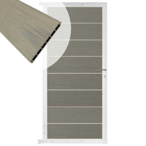 Tuindeur aluminium wit frame Modular - composiet co-ex grijs (90 x 180 cm)