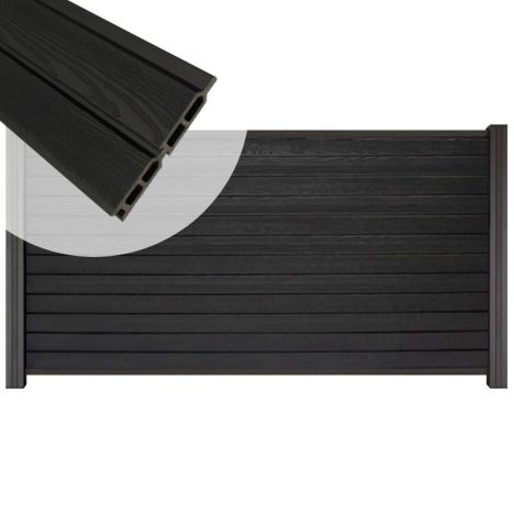 Zelfbouw schutting composiet Rhombus Double zwart - antraciet alu accessoires (180 x 90 cm)