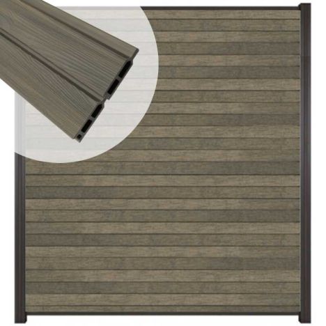 Zelfbouw schutting composiet Rhombus Double grijs - antraciet alu accessoires (180 x 200 cm)