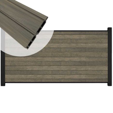 Zelfbouw schutting composiet Rhombus Double grijs - antraciet alu accessoires (180 x 90 cm)