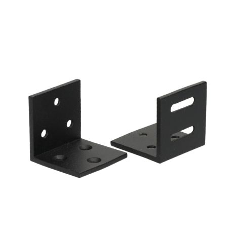 Bevestigingshoekjes - zwart aluminium met schroeven - 2 stuks