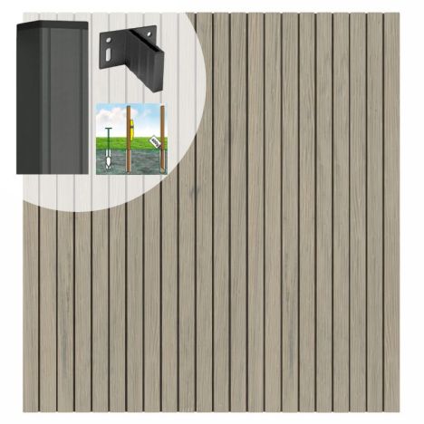 Schutting set composiet co-extrusie Stripes Naturel Grey (7,54 meter)