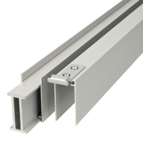 Onder- en bovenregel Verticaal - Zelfbouw - blank aluminium 2 x 2,5 x 180 cm