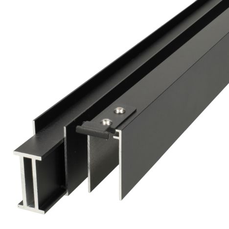 Onder- en bovenregel Verticaal - Zelfbouw - zwart aluminium 2 x 2,5 x 180 cm