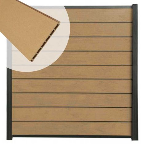 Zelfbouw schutting composiet Modular teak - antraciet alu accessoires (180 x 200 cm)