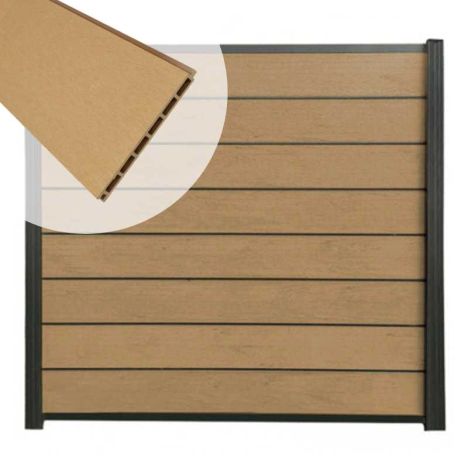 Zelfbouw schutting composiet Modular teak - antraciet alu accessoires (180 x 180 cm)