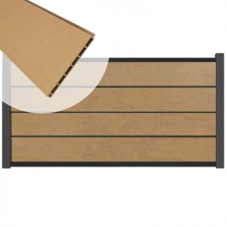 Zelfbouw schutting composiet Modular teak - antraciet alu accessoires (180 x 97 cm)