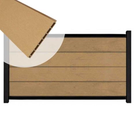 Zelfbouw schutting composiet Modular teak - zwart alu accessoires (180 x 97 cm)