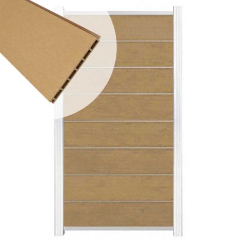 Zelfbouw schutting composiet Modular teak - wit alu accessoires (90 x 180 cm)